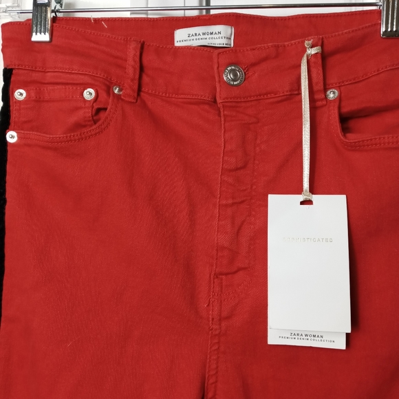 ZARA Red and black stripe jeggings NWT - Picture 6 of 10